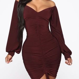 Fashion Nova Mini Dress Wine Medium